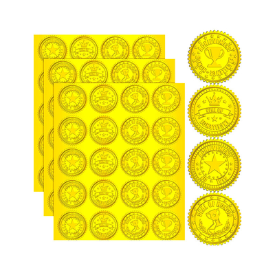 Custom Gold Metal Package Wafer Seal Stickers ขอบหยักสำหรับรางวัล