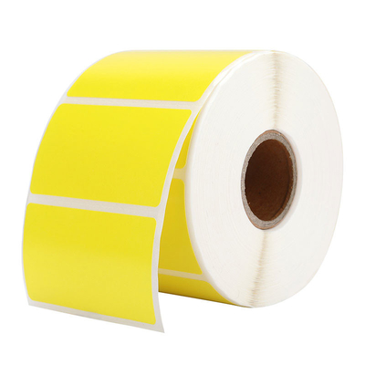 สติกเกอร์กาวม้วนกระดาษบาร์โค้ดความร้อนสีเหลืองแบบกำหนดเอง 58mm